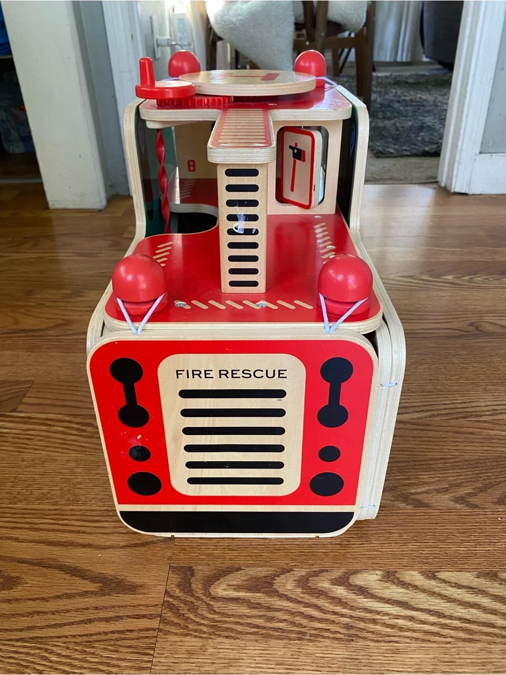 Vintage FAO Schwarz Wooden Fire Department Toy Truck